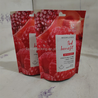 Moisture Proof Paper Bag Facial Pouch Packaging Three Side Sealed Bags With Foil Inside