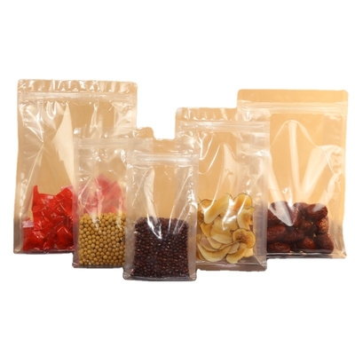 Wholesale Disposable Transparent Food Grade Plastic Stocked Packing Bags Stand Up Side Gusset Bags With Zipper