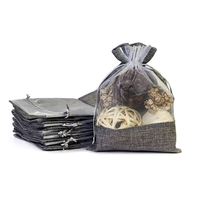 20x30 Collapsible Organic Burlap Pouch Hessian Storage Coffee Bean Chocolate Cloth Gift Bags With Window