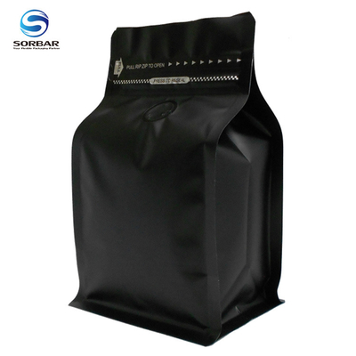 Recyclable Custom Printed Tin Tie Block Bag Foil Coffee Packaging Bottom Pouch With Valve