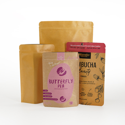 Recyclable Custom Biodegradable Recycled Mill Customized Rack Up Pouches Brown Kraft Paper Zip Lock Bags With Logo