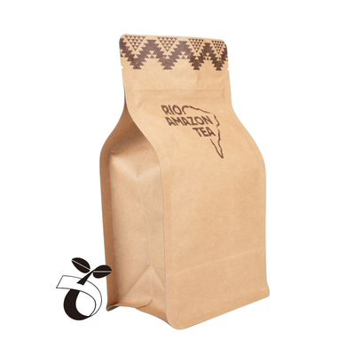 Custom Printing Biodegradable Tea Pouch Compostable Paper Ziplock Packaging Coffee Packaging Bag